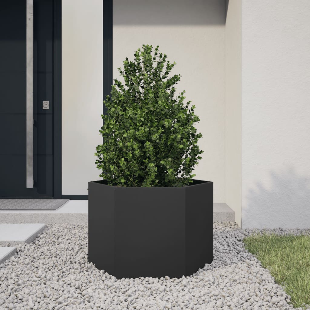 Garden Planters, 2 Pieces, Anthracite, Hexagonal, 46x40x45 cm