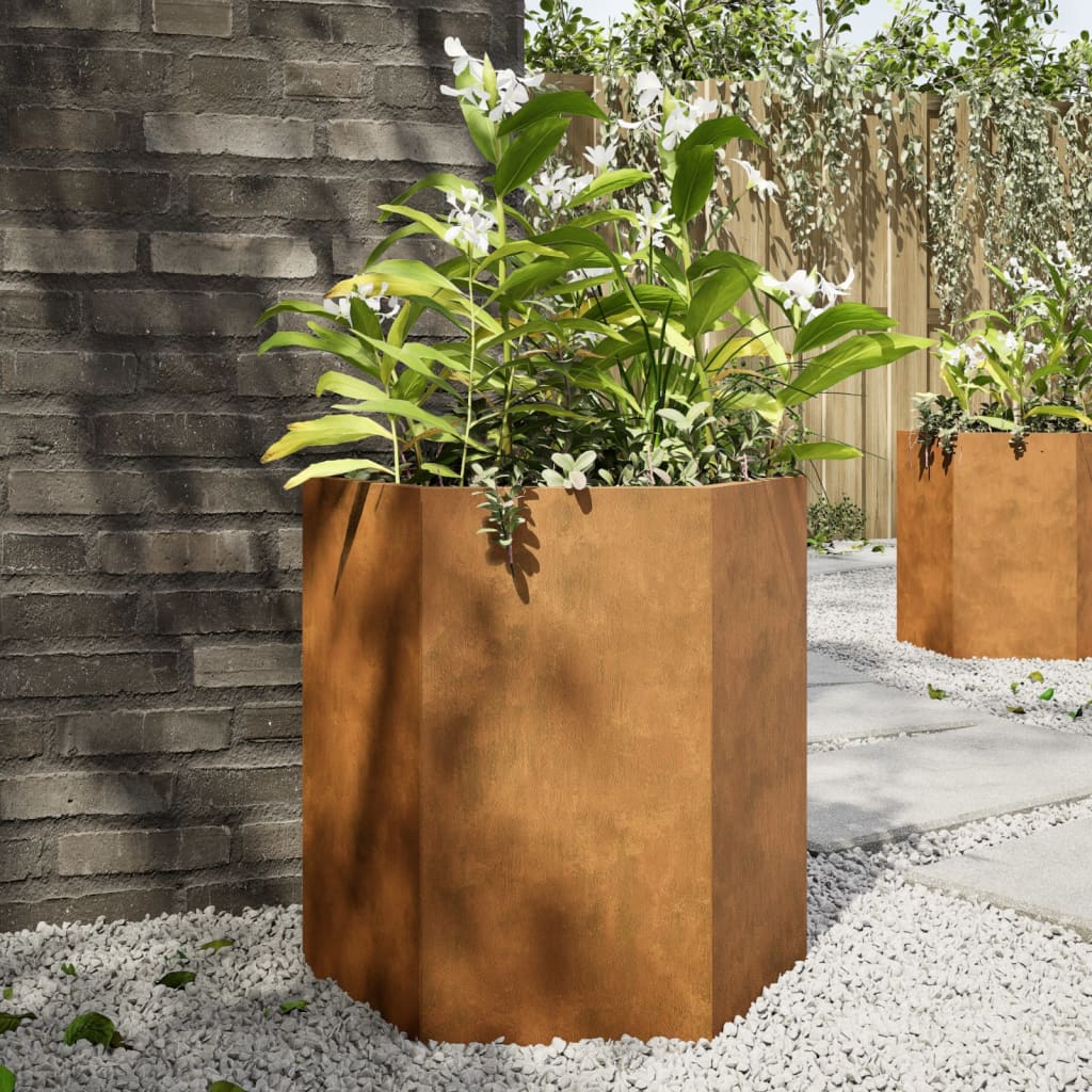 Garden Planters, 2 Pieces, Anthracite, Hexagonal, 46x40x45 cm