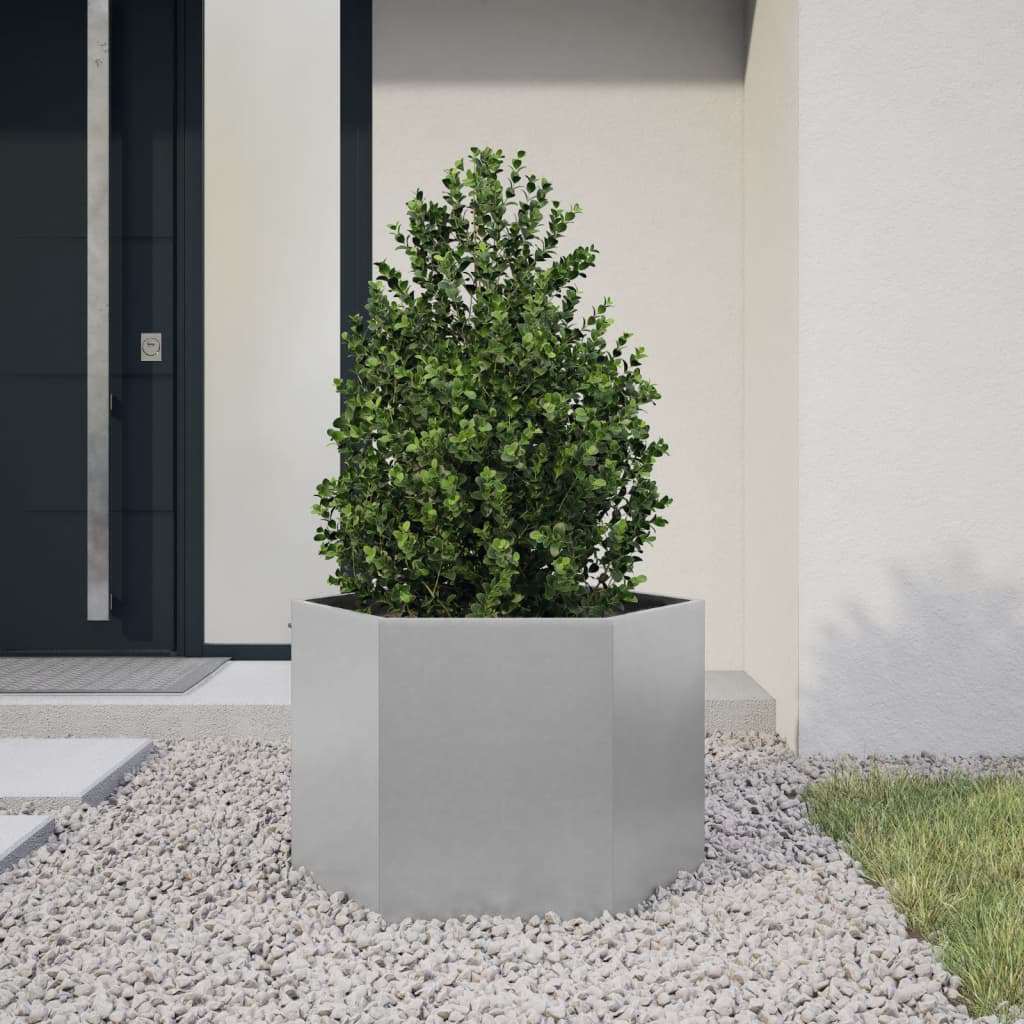 Garden Planters, 2 Pieces, Anthracite, Hexagonal, 46x40x45 cm
