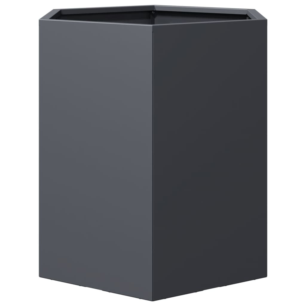 Garden Planters, 2 Pieces, Anthracite, Hexagonal, 46x40x45 cm